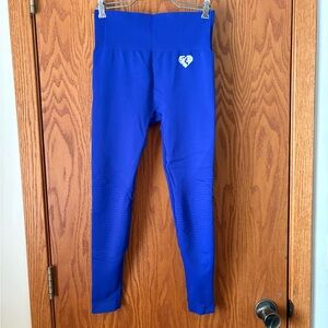 Women’s Best Bright Blue Seamless Active Leggings with Heart Accent